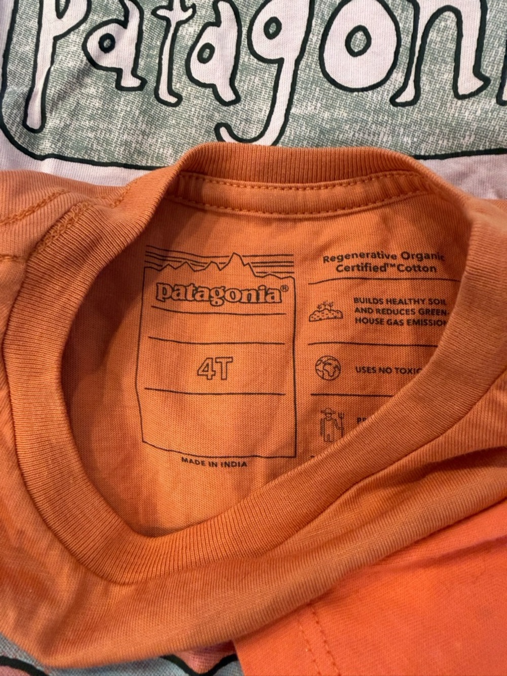 4 Total Patagonia Kids' Short-Sleeve Graphic Tee - Coral - Picture 2 of 2